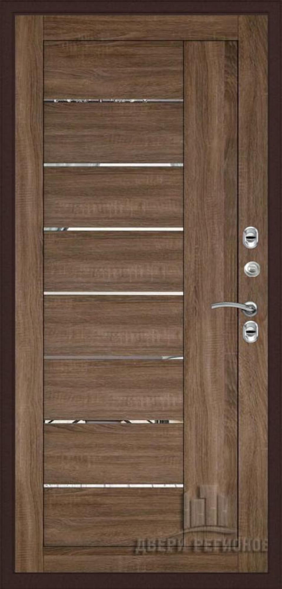 Входная дверь Regidoors Термо 3 LIGHT 2110 с зеркалом "Серый велюр"